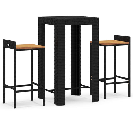3 Piece Garden Bar Set Poly Rattan&Solid Wood Acacia