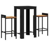 3 Piece Garden Bar Set Poly Rattan&Solid Wood Acacia