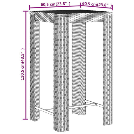 3 Piece Garden Bar Set Poly Rattan&Solid Wood Acacia