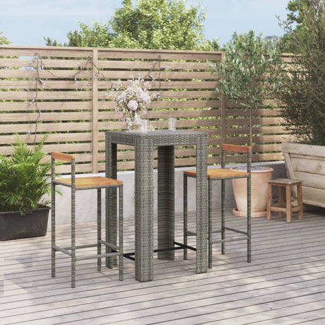 5 Piece Garden Bar Set Poly Rattan&Solid Wood Acacia