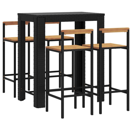 5 Piece Garden Bar Set Poly Rattan&Solid Wood Acacia
