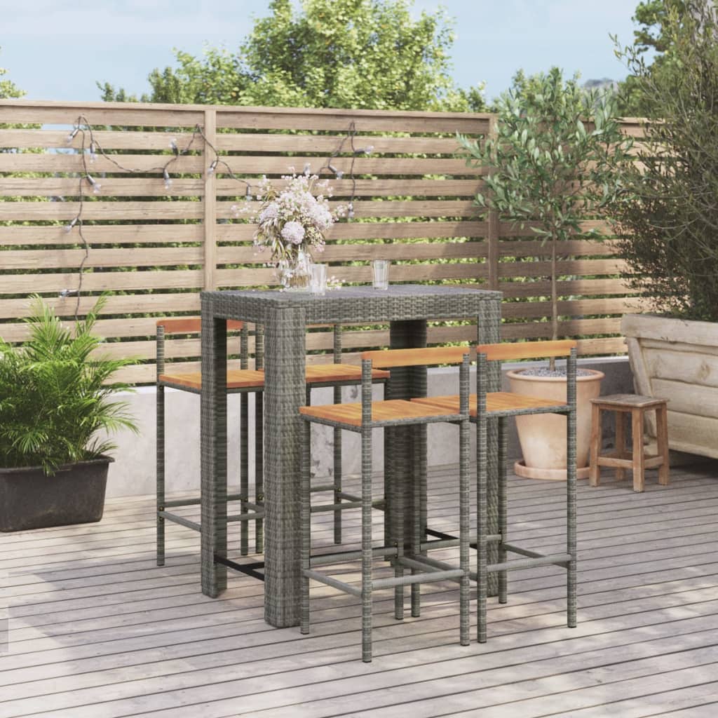 5 Piece Garden Bar Set Poly Rattan&Solid Wood Acacia