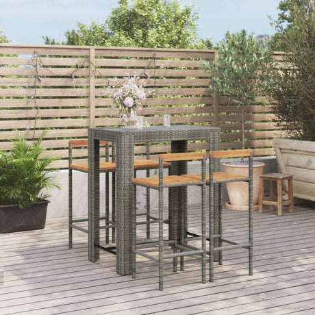 5 Piece Garden Bar Set Poly Rattan&Solid Wood Acacia