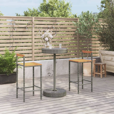 3 Piece Garden Bar Set Poly Rattan&Solid Wood Acacia