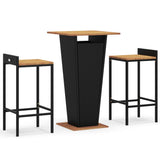 3 Piece Garden Bar Set Poly Rattan&Solid Wood Acacia