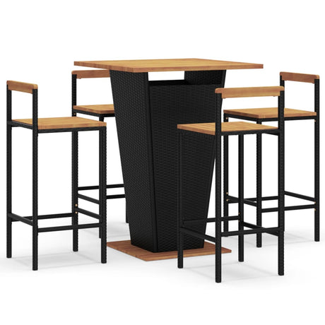 5 Piece Garden Bar Set Poly Rattan&Solid Wood Acacia