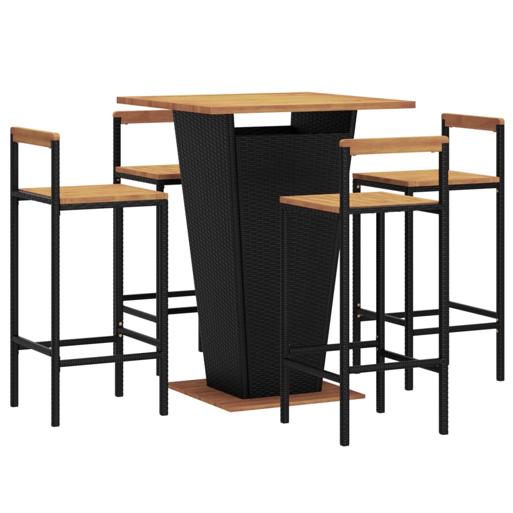 5 Piece Garden Bar Set Poly Rattan&Solid Wood Acacia