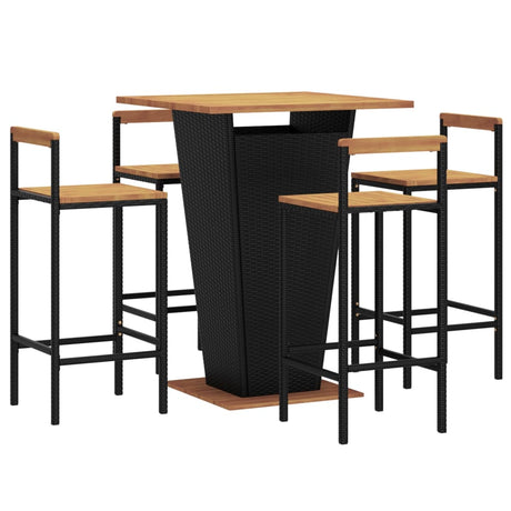 5 Piece Garden Bar Set Poly Rattan&Solid Wood Acacia