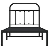 Metal Bed Frame without Mattress with Headboard Black 90x190cm