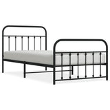 Metal Bed Frame without Mattress with Footboard Black 107x203cm