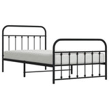 Metal Bed Frame without Mattress with Footboard Black 107x203cm
