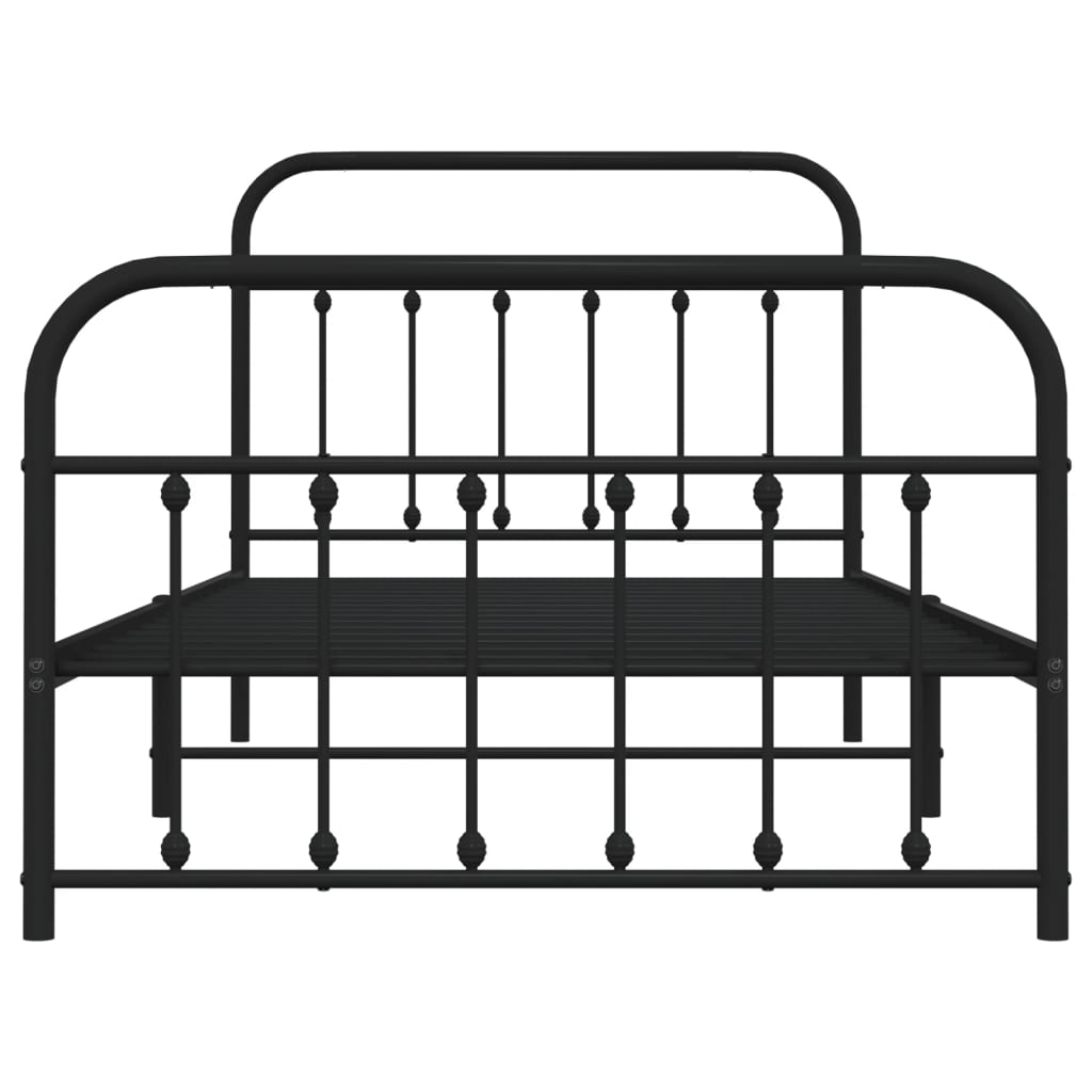 Metal Bed Frame without Mattress with Footboard Black 107x203cm