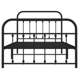 Metal Bed Frame without Mattress with Footboard Black 107x203cm