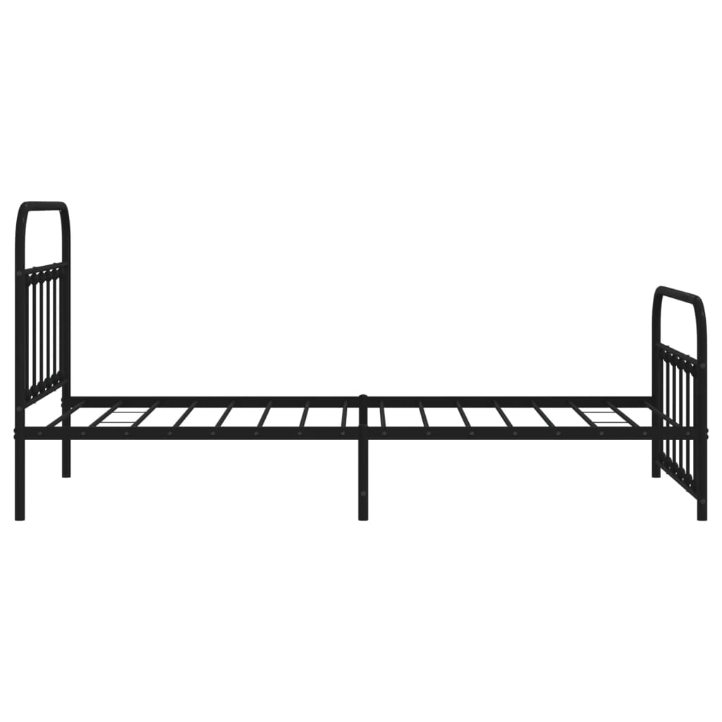 Metal Bed Frame without Mattress with Footboard Black 107x203cm