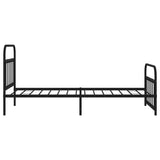 Metal Bed Frame without Mattress with Footboard Black 107x203cm