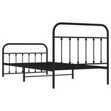 Metal Bed Frame without Mattress with Footboard Black 107x203cm