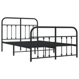Metal Bed Frame without Mattress with Footboard Black 120x200cm