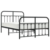 Metal Bed Frame without Mattress with Footboard Black 120x200cm