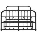 Metal Bed Frame without Mattress with Footboard Black 120x200cm