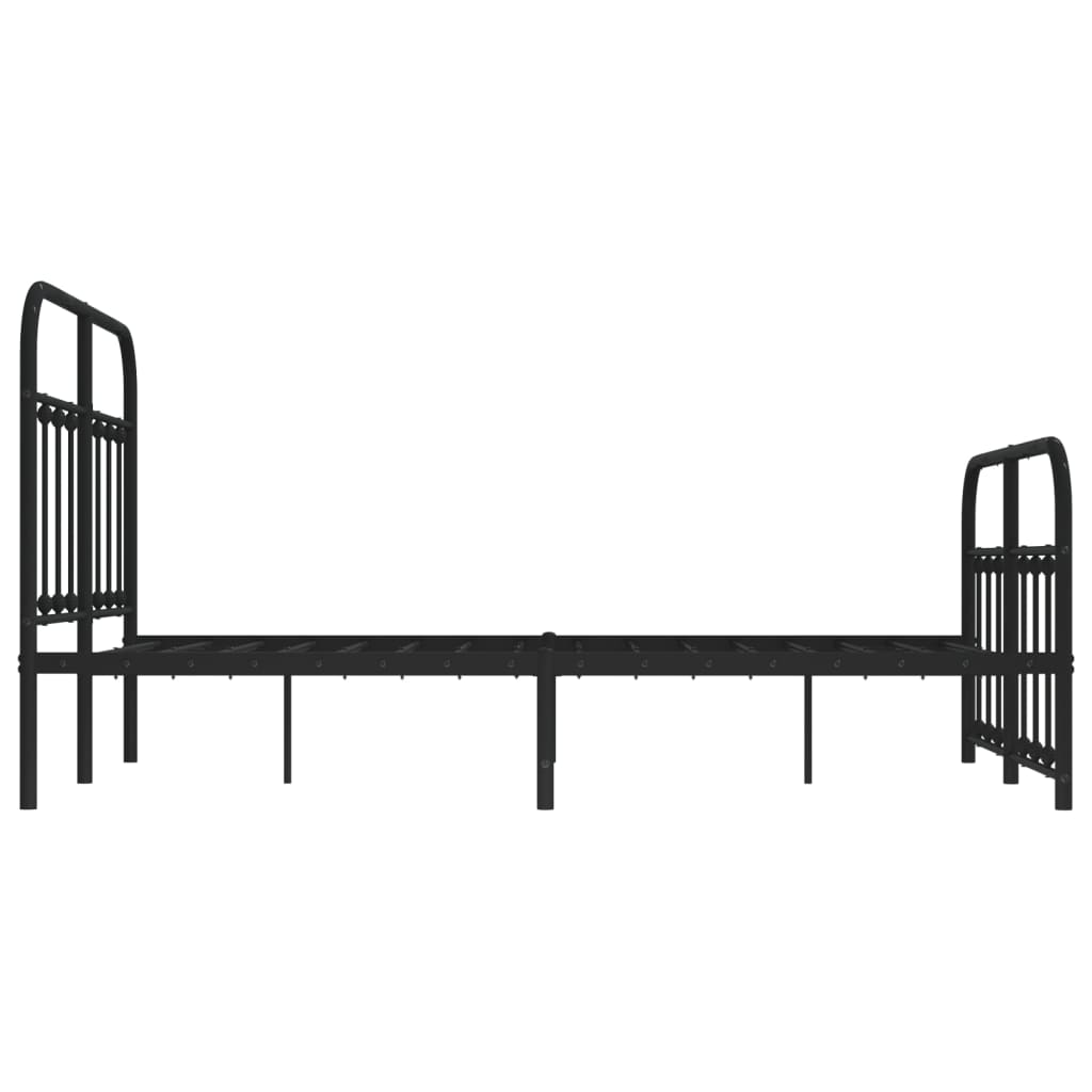 Metal Bed Frame without Mattress with Footboard Black 120x200cm