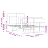 Metal Bed Frame without Mattress with Footboard Black 120x200cm