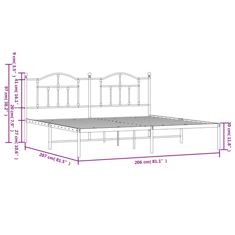 Metal Bed Frame Without Mattress 200X200Cm
