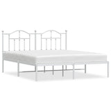 Metal Bed Frame without Mattress with Headboard White 180x200cm