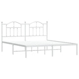 Metal Bed Frame without Mattress with Headboard White 180x200cm