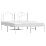 Metal Bed Frame without Mattress with Headboard White 180x200cm