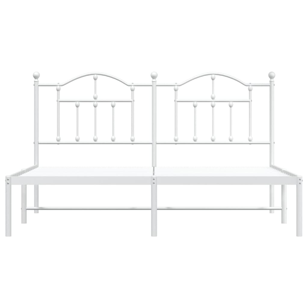 Metal Bed Frame without Mattress with Headboard White 180x200cm