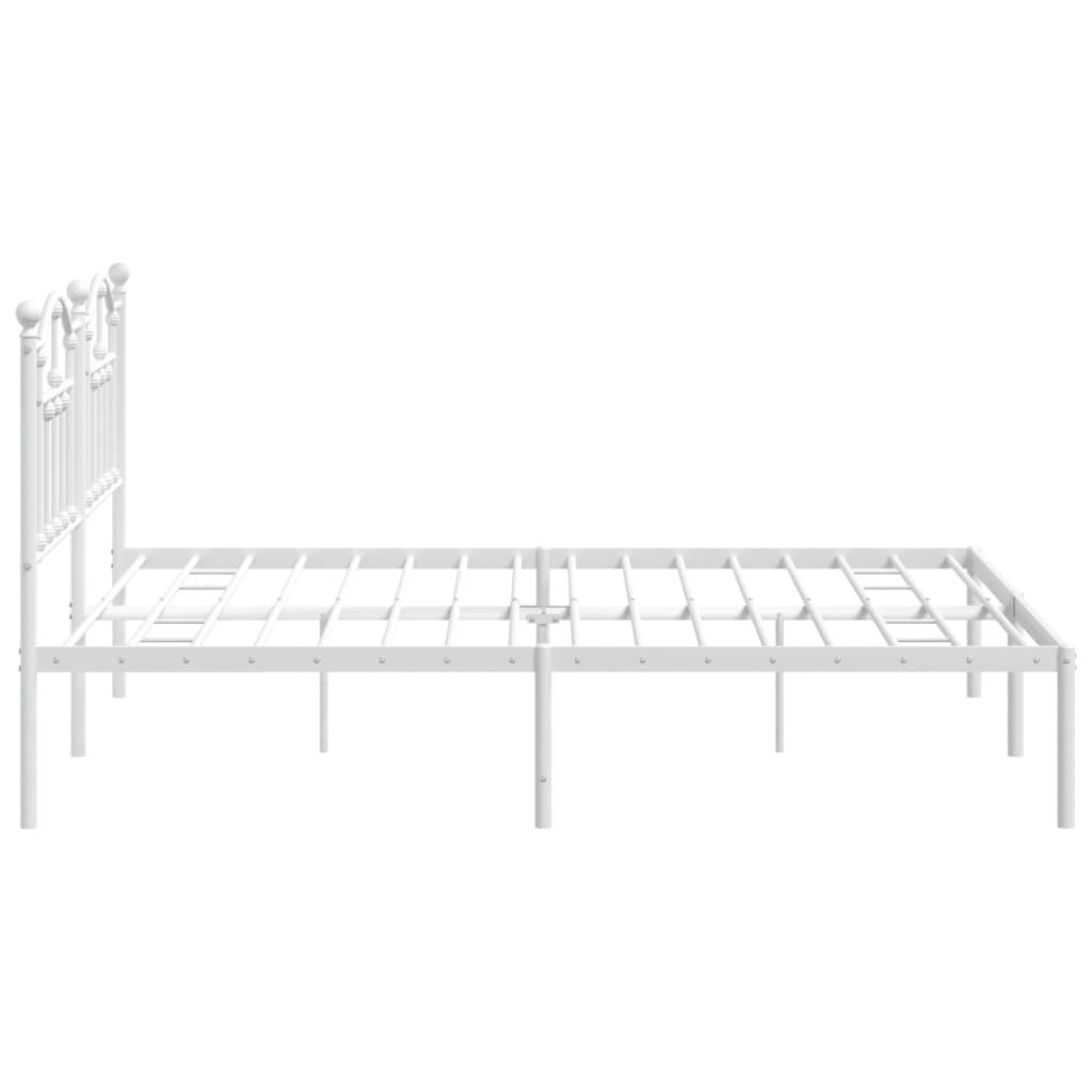 Metal Bed Frame without Mattress with Headboard White 180x200cm