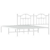 Metal Bed Frame without Mattress with Headboard White 180x200cm