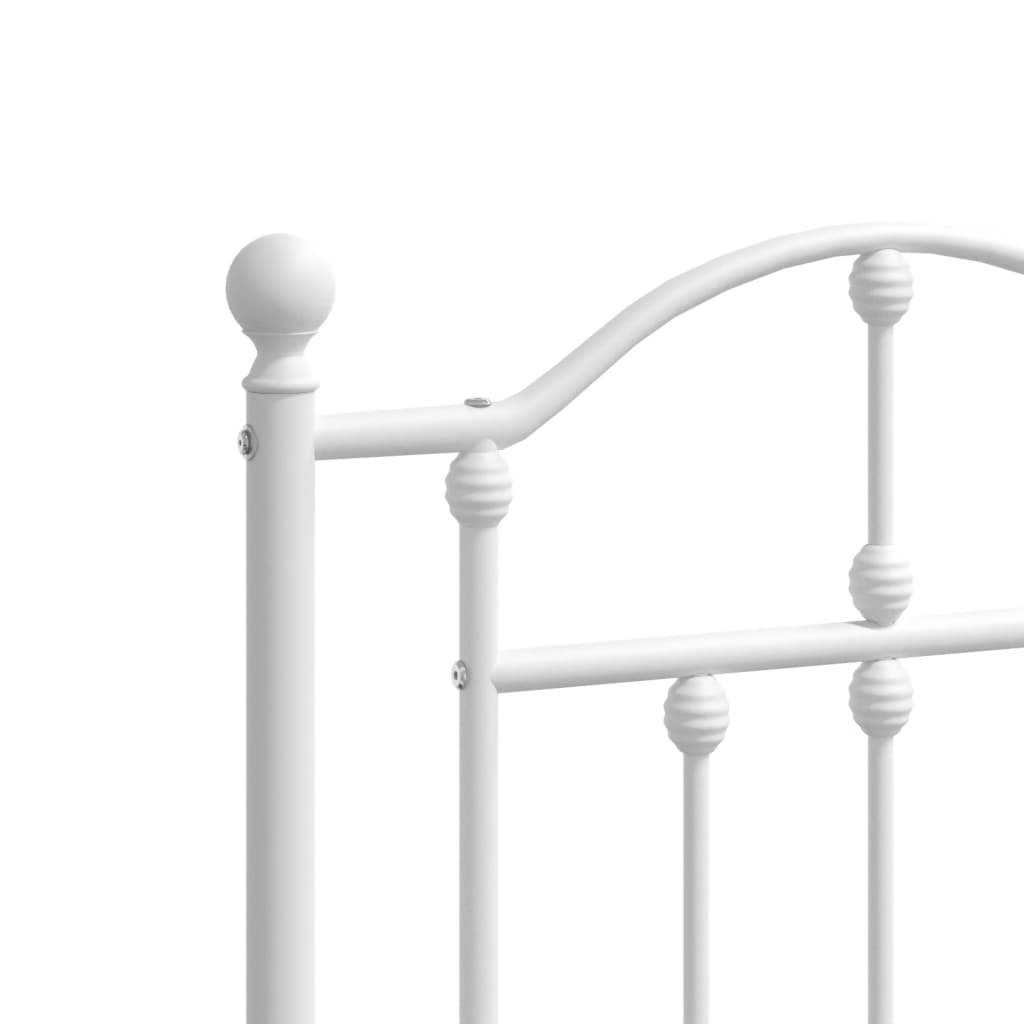 Metal Bed Frame without Mattress with Headboard White 180x200cm