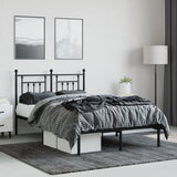 Metal Bed Frame without Mattress with Headboard Black 120x190cm