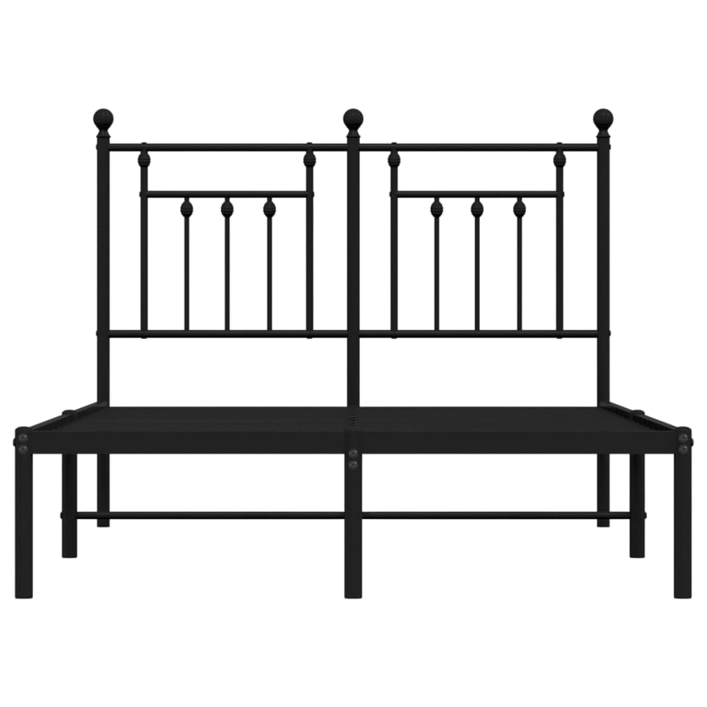 Metal Bed Frame without Mattress with Headboard Black 120x190cm