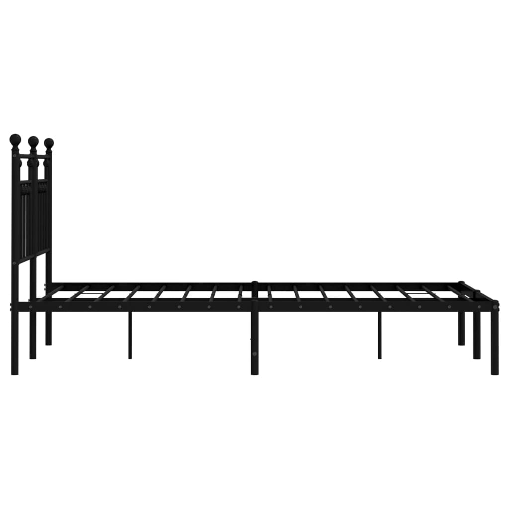 Metal Bed Frame without Mattress with Headboard Black 120x190cm