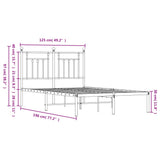 Metal Bed Frame without Mattress with Headboard Black 120x190cm