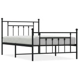 Metal Bed Frame without Mattress with Footboard Black 107x203cm