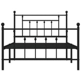 Metal Bed Frame without Mattress with Footboard Black 107x203cm
