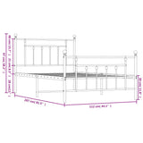 Metal Bed Frame without Mattress with Footboard Black 107x203cm