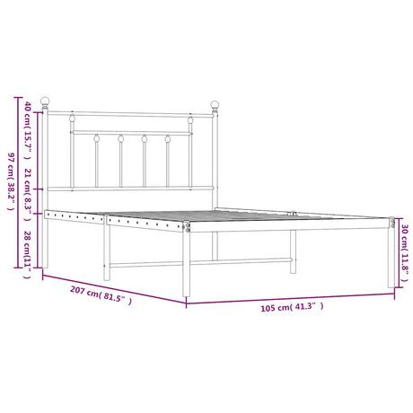 Metal Bed Frame Without Mattress 100X200Cm