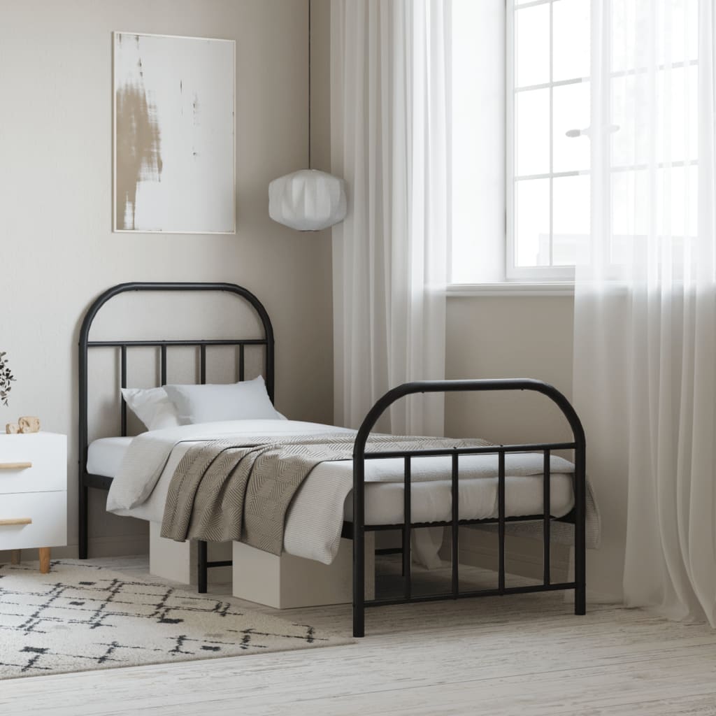 Metal Bed Frame Without Mattress With Footboard 120X190Cm