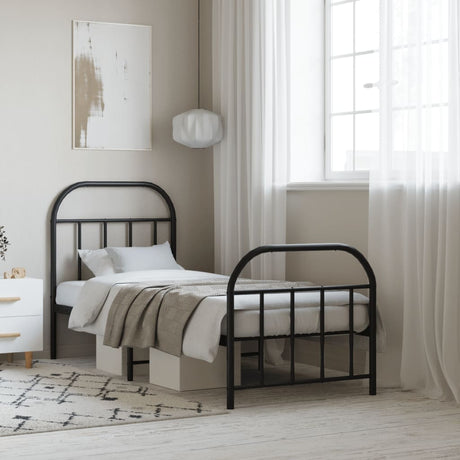 Metal Bed Frame Without Mattress With Footboard 120X190Cm
