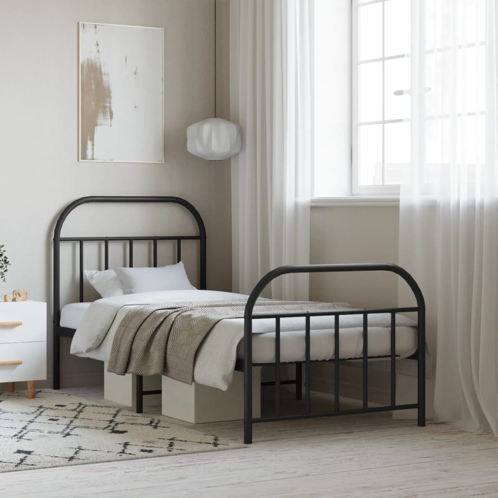 Metal Bed Frame Without Mattress With Footboard 120X190Cm