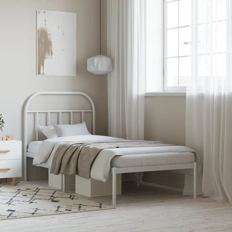 Metal Bed Frame Without Mattress With Footboard 120X190Cm