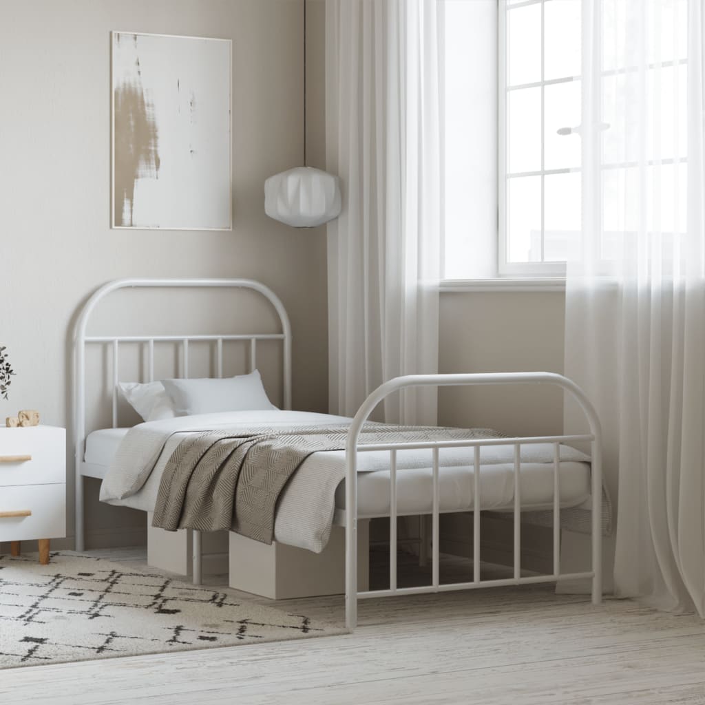 Metal Bed Frame Without Mattress With Footboard 120X190Cm