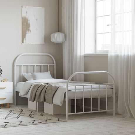 Metal Bed Frame Without Mattress With Footboard 120X190Cm