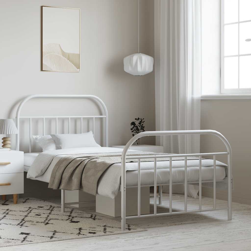 Metal Bed Frame Without Mattress With Footboard 120X190Cm