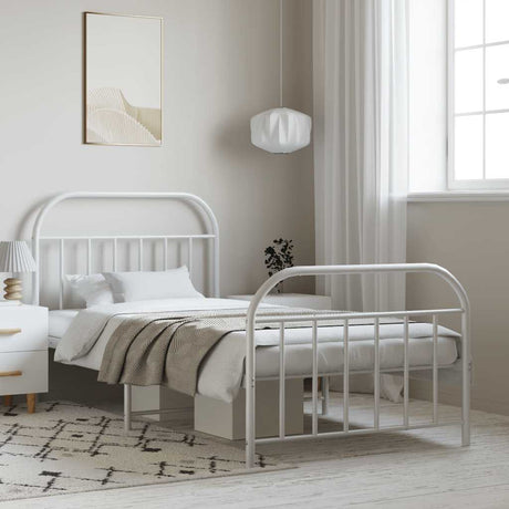 Metal Bed Frame Without Mattress With Footboard 120X190Cm