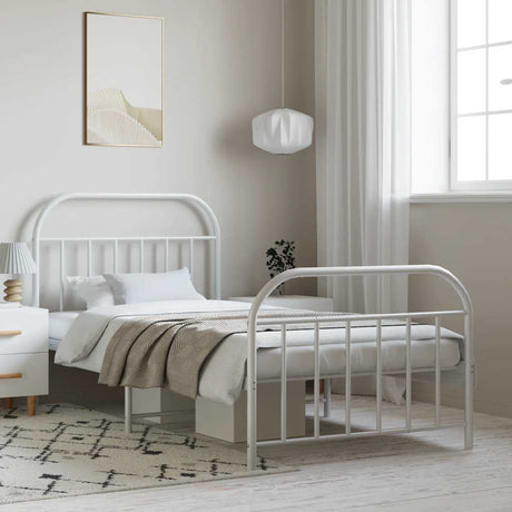 Metal Bed Frame Without Mattress With Footboard 120X190Cm